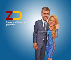 pique and shakira شكيرا و بيكي caricature cartoon digital art painting paint caricature poster movie posters