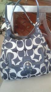 Black And White Coach Purse Coach Black White Large Campbell Signature Hobo Bag Purse F24742 Coach Hobo Hobo Bag Purses And Bags Coach Purses