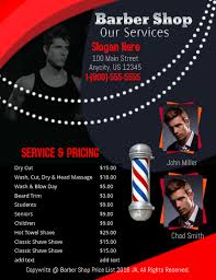 Barber Shop Price List Template Postermywall