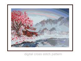 japanese landscape cross stitch chart pattern pdf