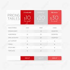Pricing Plan Comparison Set For Commercial Business Web Services