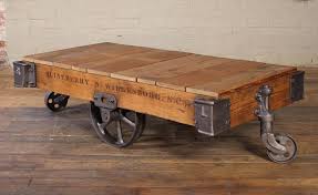Early 1900s restored lineberry factory carts! Vintage Rolling Cart Coffee Table Industrial Rustic Wood And Cast Iron Factory At 1stdibs