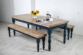Scrub Top Farmhouse Dining Table Set With Benches Rustic Etsy In 2020 Rustic Kitchen Tables Farmhouse Dining Table Blue Dining Tables