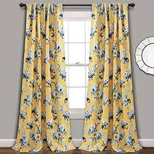 From modern to classic, find a blue accent a blue color scheme with hints of gray and yellow! Amazon Com Lush Decor Yellow And Blue Tania Curtains Floral Garden Room Darkening Window Panel Set For Living Dining Bedroom Pair 84 X 52 84 X 52 Home Kitchen