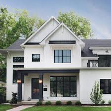 Learn what common features make contemporary farmhouse plans so appealing to homeowners. Modern White Farmhouse With Black Windows Novocom Top