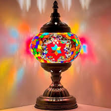 Silver Fever Handcrafted Mosaic Turkish Lamp Moroccan Glass Table Desk...