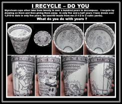 Incredibly Detailed Styrofoam Cup Art Found In Car Dealership Waiting Room Cup Art Styrofoam Cups Coffee Cup Art