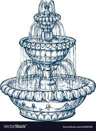 Beautiful Outdoor Marble Fountain Sketch Vintage Vector Image