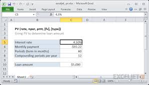 how to use the excel pv function exceljet