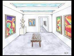 Art Gallery Room One Point Perspective Tutorial Explore Create Make It Great Perspective Art Perspective Drawing Architecture Art Galleries Architecture