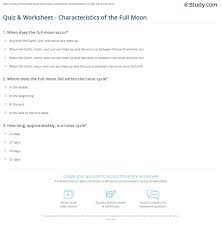 1) what is the radius of the moon? Quiz Worksheet Characteristics Of The Full Moon Study Com