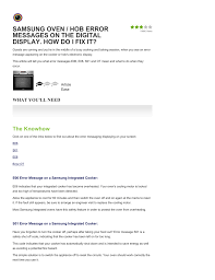 Shoppers should consider the t. Samsung Oven Hob Error Messages On The Digital Manualzz