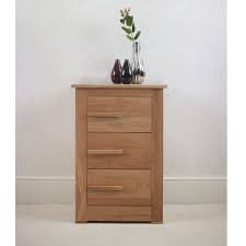 Ora Oak Small Bedside Table 3 Drawers Con Tempo Furniture