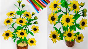 Dari semua gambar kerajinan tangan dari sedotan. Cara Membuat Bunga Matahari Hias Dari Sedotan Kreatif Beautiful Sunflower With Straws Youtube
