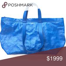 Sold Balenciaga Blue Carry Shopper Ikea Bag Bags Canvas Shopper Bag Balenciaga Bag
