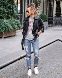 Calça Jeans E Jaqueta De Couro Duo We Love Couro Jeans Steal The Look Looks Moda Calca Boyfriend