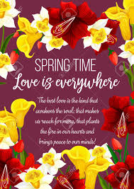 Images of flowers and hearts with quotes. Springtime Flowers With Love Quote Greeting Card Royalty Free Cliparts Vectors And Stock Illustration Image 97386204