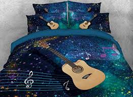 A garden fresh palette of cornflower blues and sunny yellow on a crisp white cotton ground reverses to a classic blue and white ticking. Twin 5 Piece Wowelife Guitar Twin Comforter Blue Music Notes Rock Bedding 5 Piece Bedding Set Blue Toys Games Comforter Sets