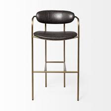 White leather counter stools with wood exposed wooden legs. Parker Gold Metal Bar Stool Brown Leather Seat Modern Industrial Rustic Deco Incorporated