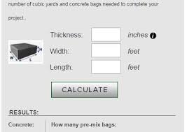 Concrete Calculator Concrete Calculator Concrete Bags Concrete Slab