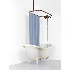 The freestanding tub is tucked into a window nook dressed with light and airy draperies. Three Ways To Add A Shower To A Tub The Handyman S Daughter
