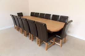 Large round dining room tables dreamehome. Very Large 14 Seater Oak Dining Table Set Leather Chairs