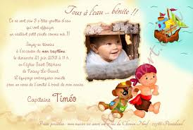 Profitez des textes de baptême que nous vous proposons pour faire de cette invitation un petit morceau de bonheur avant l'heure ! Carte D Invitation Pour Bapteme Avec Montage Photo Pirate