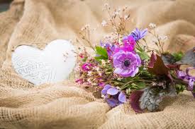 Purple wedding bouquet at montalvo arts center in saratoga, california. Garden Style Summer Bouquet Mix Of Lilac And Purple Anemone Flowers Geranium Flowers And Heuchera Or Alumroot Leaves Bouquet On Sackcloth Background Garden Style Wedding Bouquet Flower Design Stock Photo Adobe