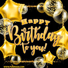 Happy Birthday To You Animated Gold Glitter Frame And