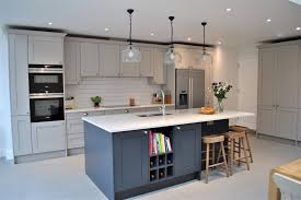 A grey shaker kitchen is the epitome of style and is one of our most popular colour choices. Modern Shaker Kitchen In Grey With Dark Island Eclectic London By Eclectic Interiors Houzz