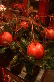 Forget Me Not Flowers, Oakville, Frank Rea, Christmas, Inspiration, Retail,  Storefront, Studio, Decor, Decorations, Holiday, Christmas Time,  Pomegranate, Twigs, Centerpiece, Red and Green