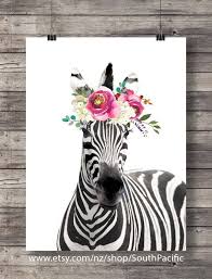 Black And White Animal Prints Nz Zebra Watercolor Art Print Printable Art Cute Zebra Flower Etsy Quirky Art Printable Art Art