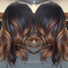 Any hue from warm brown to caramel will look gorgeous on black hair. Caramel Ombre Highlights On Black Hair Novocom Top