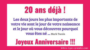 Texte Anniversaire 20 Ans Original Sms Poeme Citations Amour Et Amitie
