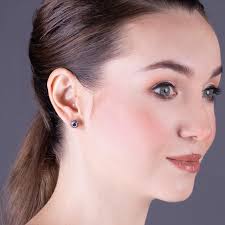 Sterling Silver Garnet & Marcasite Art Nouveau Floral Stud Earrings