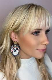 Beaded Sugar Skull Earrings, Halloween Earrings, Skeleton Earrings, Day of  the Dead, Dia De La Muerte, Cinco De Mayo, Witch Earrings