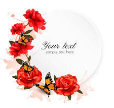 Beautiful Red Flowers And Butterflies Vector Background Vector Background Vector Flower Free Download Vector Flowers Holiday Background Butterflies Vector