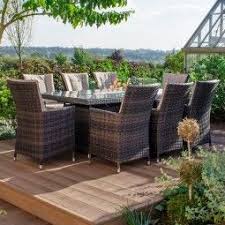 Nova Sienna Fireglow 8 Seat Rattan Dining Set 2m X 1m Rectangular Gas Firepit Table Brown Fire Pit Table Rattan Garden Furniture Fire Pit Sets
