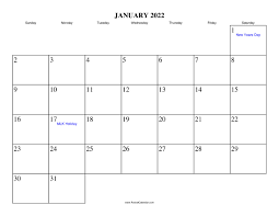 January 2022 Calendar