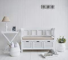 Made of wood veneer and metal. White Storage Bench Range Of Storage Benches The White Lighthouse Hall Furniture
