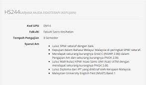 Ijazah sarjana muda pemakanan & dietetik. Fisioterapi Uitm Jea Yusof