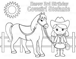 Personalized Printable Cowgirl Horse Birthday Party Favor Childrens Kids Coloring Page Book Activity Pdf Or Jpeg File Horse Birthday Parties Horse Birthday Party Favors Horse Birthday
