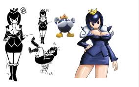 minuspal, bob-omb, king bob-omb, mario (series), nintendo, super mario 64,  super mario bros. 1, gender request, black eyes, blush, breasts, cleavage,  genderswap, looking at viewer, white hair, wide hips - Image View - |