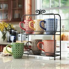 7 Pc Mug Set With Stand Chevron Print Sam S Club Mugs Set Stoneware Mugs Mugs