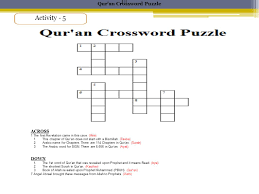 • fill in the blank. Qur An Crossword Puzzle Ppt Video Online Download