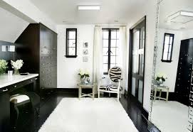 Chic contemporary dressing room in black and white color scheme. Black And White Dressing Room Contemporary Closet Hammersmith