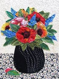 Fabric Art Card Mini Art Quilt Still Life Vase Of Flowers Etsy In 2021 Card Art Art Quilts Fabric Art