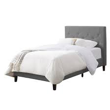This light gray upholstered king size bed from rc willey will bring a breath of fresh air to any bedroom space! Corliving Nova Ridge Tufted Upholstered Bed Twin Light Gray Brh 104 S Best Buy