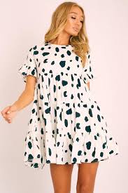 1.0 out of 5 stars 1. White Black Cow Print Tiered Smock Dress Makensi From Rebellious Fashion On 21 Buttons