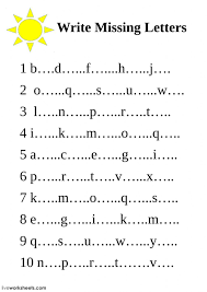 Students have to be able to distinguish between small and capital letters in. Write Missing Letters Interactive Worksheet Missing Letter Worksheets Alphabet Letter Worksheets Letter Worksheets